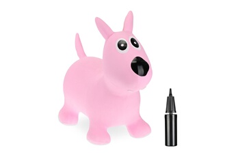 Autres jeux d'éveil Relaxdays Animal sauteur avec pompe à air, jouet en forme de chien, charge maximale : 50 kg, sans bpa, enfant, rose