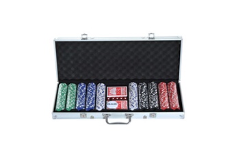 Poker HOMCOM Mallette professionnelle de poker 500 jetons 2 jeux de cartes 5 dés bouton dealer 2 clés alu
