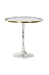 Pegane Table d'appoint ronde en imitation marbre et aluminium coloris blanc dore - diametre 51 x hauteur 51 cm -- photo 1
