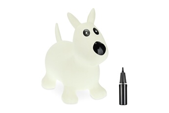 Autres jeux d'éveil Relaxdays Animal sauteur en forme de chien, avec pompe à air, 3 ans et plus, sans bpa, jouet gonflable, crème