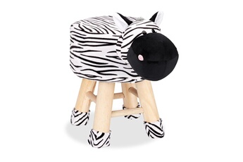 Table et chaise enfant Relaxdays Tabouret enfant motifs animaux pouf 4 pieds assise rembourrée décoration amusant zebre, noir blanc