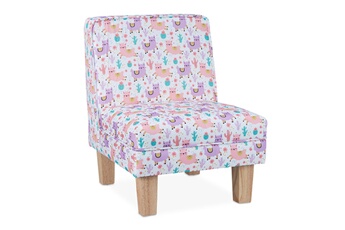 Fauteuil et pouf enfant Relaxdays Fauteuil enfant avec motifs de lama, pour filles, petite chaise pieds en bois, hlp : 60x45x52cm, multicolore
