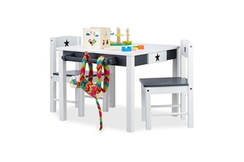 Table et chaise enfant Relaxdays Ensemble chaise table star, en bois, pour enfants; fillettes,garçonnets; étoile; blanc-gris