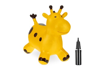 Autres jeux d'éveil Relaxdays Animal sauteur, jouet en forme de girafe, pour les enfants dès 3 ans, avec pompe, sans bpa, jaune et marron