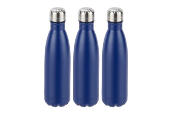 Gourde et poche à eau Relaxdays 3x gourdes inox bouteille eau acier inoxydable 0,5 litre isotherme froid chaud, bleu