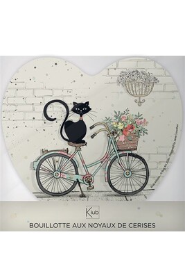 Bouillotte Kiub - Coussin bouillotte CHAT Vélo en noyaux de cerises BUG ART 20 x 20 cm