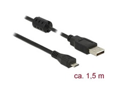Câble USB USB 2.0 USB-A mâle, USB-Micro-B mâle 1.50 m noir avec noyau en ferrite 84902