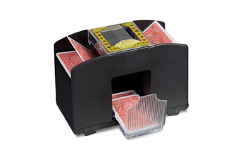 Jeux classiques Relaxdays Mélangeur de cartes automatique 4 ponts automatique trieur de cartes automatique en plastique pour poker casino jeux de cartes rami, noir