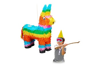 Article et décoration de fête Relaxdays Pinata à suspendre lama pour enfants à remplir anniversaire jeux décoration, âne piñata, coloré