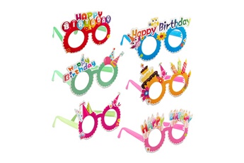 Article et décoration de fête Relaxdays Lunettes de fêtes happy birthday, lot de 6, montures amusantes pour anniversaire, grands et petits, colorées