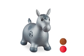Autres jeux d'éveil Relaxdays Cheval ballon sauteur cheval avec pompe gonflable jouet jeux enfant animaux 50 kg sans bpa, gris