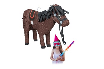 Article et décoration de fête Relaxdays Pinata cheval, pour enfants, à remplir soi-même, anniversaire, scolarisation, poney, marron