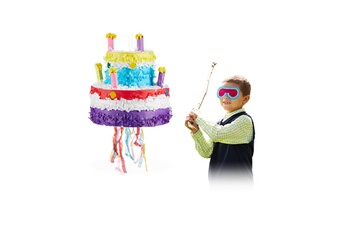 Article et décoration de fête Relaxdays Pinata à suspendre gâteau anniversaire pour enfants à remplir anniversaire jeux décoration, coloré