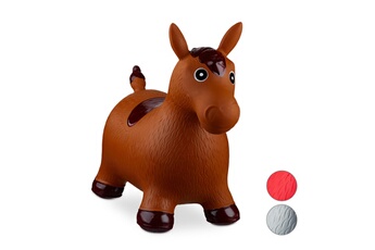 Autres jeux d'éveil Relaxdays Cheval ballon sauteur cheval avec pompe gonflable jouet jeux enfant animaux 50 kg sans bpa, marron
