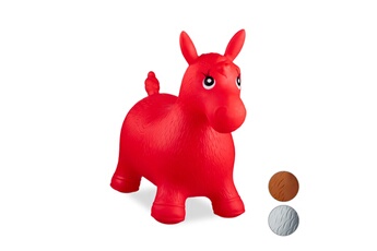 Autres jeux d'éveil Relaxdays Cheval ballon sauteur cheval avec pompe gonflable jouet jeux enfant animaux 50 kg sans bpa, rouge