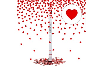 Article et décoration de fête Relaxdays Lanceur de confettis cotillons coeurs rouges 80 cm décoration de mariage fête portée 6-8 m, rouge