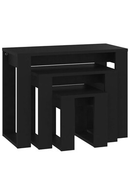 Table d'appoint vidaXL Tables gigognes 3 pcs Noir Bois d'ingénierie