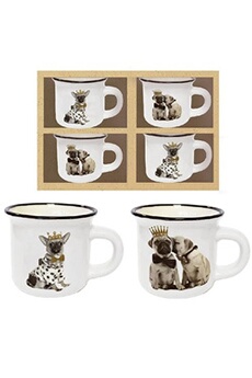 tasse et mugs enesco set expresso 4 tasses - les chiens - hauteur 5 cm - diamètre 5.5 cm