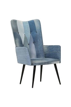 fauteuil de relaxation vidaxl chaise à oreilles denim patchwork toile