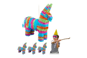Article et décoration de fête Relaxdays 4x piñatas âne, à remplir, anniversaire, enterrement de vie de garçon/fille, scolarisation, à suspendre, coloré