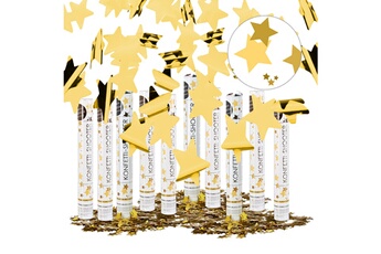 Article et décoration de fête Relaxdays 10x lanceur de confettis party popper cotillons étoile dorée or 40 cm