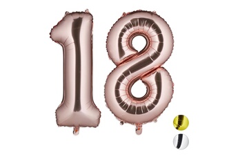 Article et décoration de fête Relaxdays Ballons chiffre numéro 18 gonflables anniversaire décoration géant mariage fête 85-100 cm, rose doré