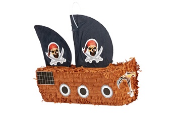 Article et décoration de fête Relaxdays Pinata à suspendre bateau pirates pour enfants à remplir anniversaire jeux décoration, coloré