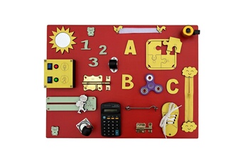 Autre jeux éducatifs et électroniques Bb-boom Louane tableau d'activité et d'éveil busy board en bois rouge calcul 50 cm