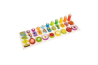 Jeu chiffres et calcul Iso Trade Numa jouet éducatif montessori en bois trieur de formes fruits à découper comptage mathématiques