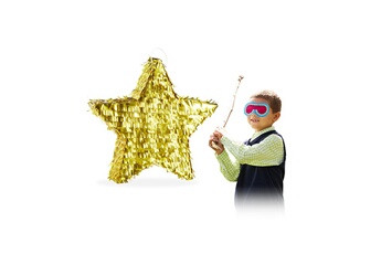 Article et décoration de fête Relaxdays Pinata à suspendre étoile pour enfants à remplir anniversaire jeux décoration, doré