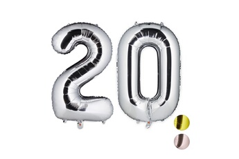 Article et décoration de fête Relaxdays Ballon chiffre numéro 20 gonflable anniversaire décoration géant mariage fête hélium 85-100 cm xxl, argent