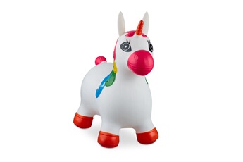 Autres jeux d'éveil Relaxdays Licorne ballon sauteur cheval avec pompe gonflable jouet jeux enfant animaux 50 kg sans bpa, blanc