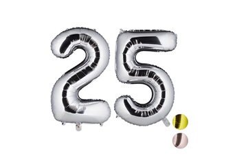 Article et décoration de fête Relaxdays Ballon chiffre numéro 25 gonflable anniversaire décoration géant mariage fête hélium 85-100 cm xxl, argent