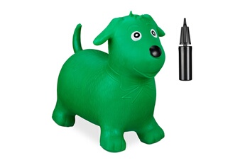 Autres jeux d'éveil Relaxdays Animal sauteur chien, avec pompe à air, supporte jusqu'à 80 kg, sans bpa, pour enfants, vert