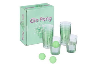 Article et décoration de fête Relaxdays Gin pong, lot de 12 gobelets & 3 balles, jeu à boire de soirée pour adultes, gin-tonic, vert