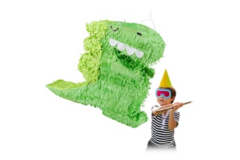 Article et décoration de fête Relaxdays Pinata dinosaure, à suspendre, pour enfants, filles & garçons, anniversaire, à remplir, déco, vert
