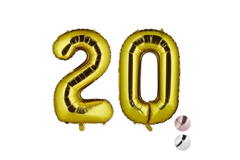 Article et décoration de fête Relaxdays Ballon chiffre numéro 20 gonflable anniversaire décoration géant mariage fête hélium 85-100 cm xxl, dore