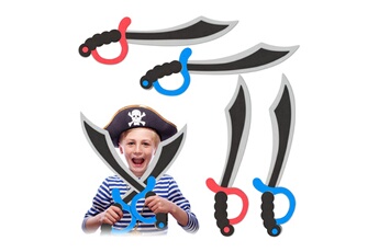 Accessoire de déguisement Relaxdays Lot de sabres de pirates, mousse, carnaval, halloween, pour enfants, épées de corsaires, 41 cm de long, coloré