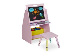 Tableau et pupitre Relaxdays Table pour enfants avec tableau à deux faces, 84 x 52 x 45 cm, avec un sac en tissus et 2 compartiments, rose