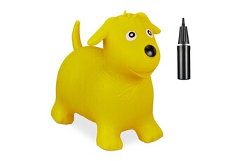 Autres jeux d'éveil Relaxdays Animal sauteur chien, avec pompe à air, supporte jusqu'à 80 kg, sans bpa, pour enfants, jaune