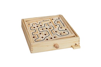 Jeux classiques Relaxdays Jeu labyrinthe en bois, avec 2 billes, jouet d'adresse, équilibre, à partir de 3 ans, plateau xl, nature