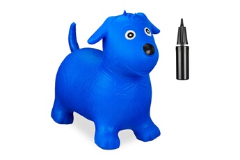 Autres jeux d'éveil Relaxdays Animal sauteur chien, avec pompe à air, supporte jusqu'à 80 kg, sans bpa, pour enfants, bleu