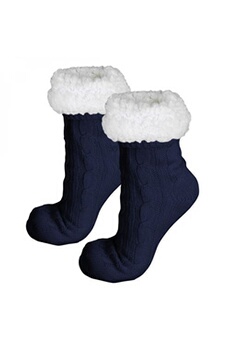 chaussettes hautes et mi-bas vivezen paire de chaussettes, chaussons polaires mixtes - taille 35-39 - bleu marine -