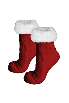 chaussettes hautes et mi-bas vivezen paire de chaussettes, chaussons polaires mixtes - taille 40-45 - rouge -