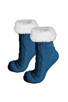 chaussettes hautes et mi-bas vivezen paire de chaussettes, chaussons polaires mixtes - taille 40-45 - bleu pétrole -