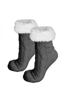chaussettes hautes et mi-bas vivezen paire de chaussettes, chaussons polaires mixtes - taille 40-45 - gris -