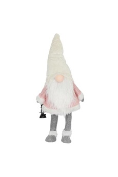 statue ecd germany gnome de noël 80 cm rose-blanc lanterne nez led décoration de poupée en