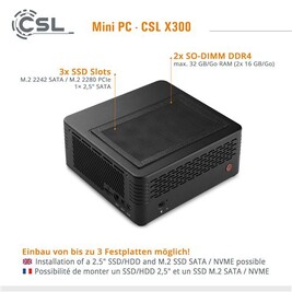 Mini PC CSL Mini-PC X300 / 5700G / 16 Go / 1000 Go / Windows 10 Pro | Darty