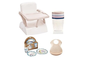 Chaises hautes et réhausseurs bébé Thermobaby Rehausseur de chaise pour enfant + boîtes de conservation + coffret vaisselle micro-ondes + bavoir semi-rigide