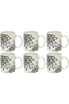 tasse et mugs the home deco factory - mug en porcelaine cottage 35 cl (lot de 6) gris